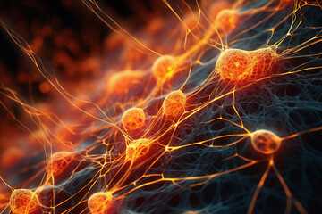 Neurons in human neural system, active, 3D visualization.