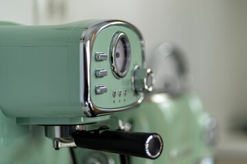Green turquoise coffee machine