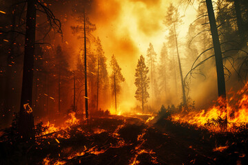 Forest fire. AI generated image.