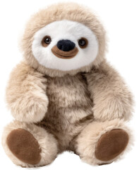 Sloth stuffed plush animal toy for children, isolated on transparent background, generative AI