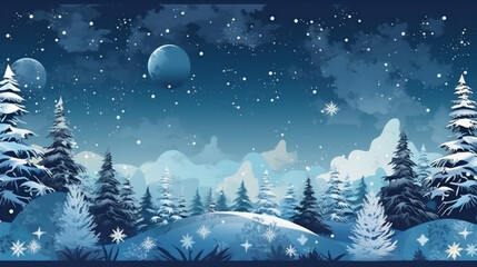 sky new christmas snow background holiday fir tree year white blue winter. Generative AI.