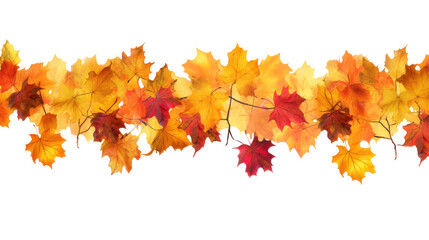 Autumn leaves border isolated. Illustration AI Generative