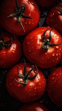 Fresh Organic Tomato Vegetable Photorealistic Vertical Background. Healthy Vegetarian Diet. Ai Generated Lifelike Background with Delicious Juicy Tomato Vegetable. Generative AI