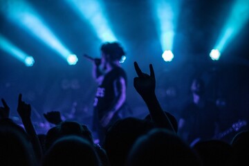 Person gesturing the peace sign at a club