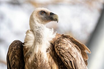Selective focus shot of Eurasian griffon vulture (Gyps fulvus)
