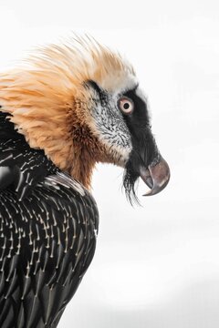 Selective focus shot of a bearded vulture (Gypaetus barbatus)