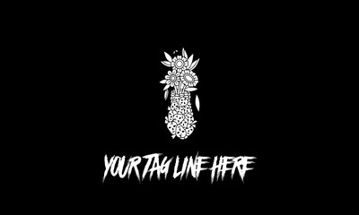 Illustration of a minimalistic logo isolated on a grayish black background