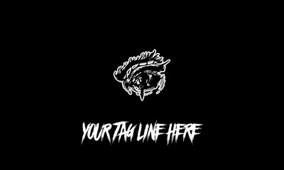 Fototapeta premium Vector of a warrior icon with a tag line on a black background