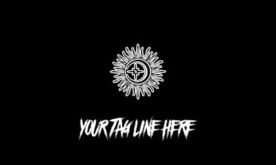 Vector of a star spiritual icon with a tag line isolated on a black background