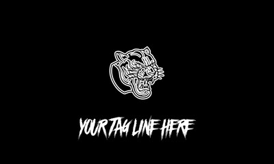 Vector of a tiger icon with a tag line isolated on a black background