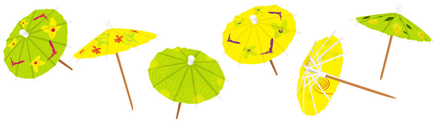 Bright & cheerful lemon/lime colored paper drink umbrellas