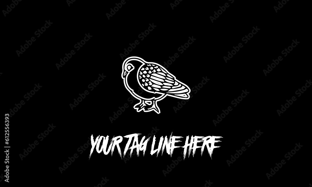 Poster Bird icon with a tagline isolated on a black background