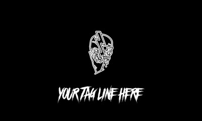 Vector of white monster knight symbol in black background