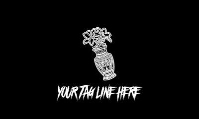 Company or brand logo of a flower vase isolated on a dark gray background with copy space