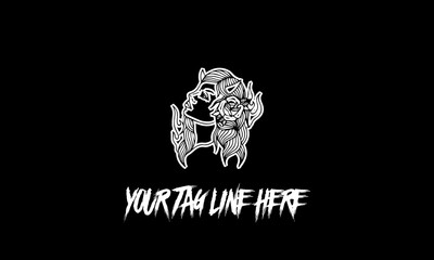 Fototapeta premium Vector design of a creative minimalistic patchwork tattoo with copy space on a dark background