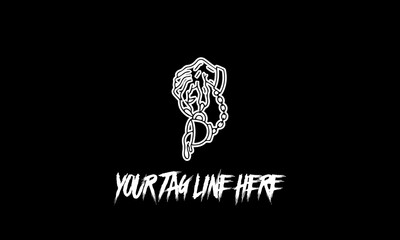 Vector design of a creative minimalistic patchwork tattoo with copy space on a dark background