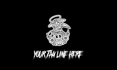 Vector design of a creative minimalistic patchwork tattoo with copy space on a dark background