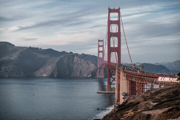 Golden Gate Bridge connecting San Francisco Bay and the Pacific Ocean in San Francisco, CA, USA