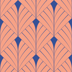 Editable and Seamless Art Deco Wallpaper Feather Pattern (Closeup)