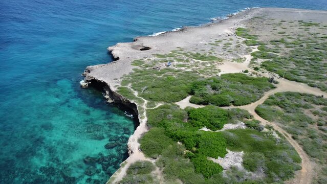 Aerial view of the rocky coast of Curacao-Watamula