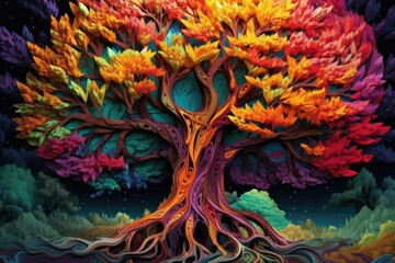 Colorful tree of life, Generative Ai