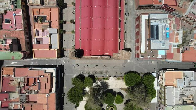 Aeiral top view of buildings of Galdar in Gran Canaria, Spain