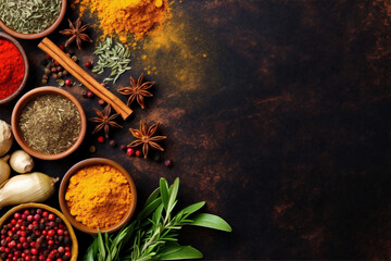 background cuisine spice food powder indian seasoning ingredient dry herb cooking. Generative AI.
