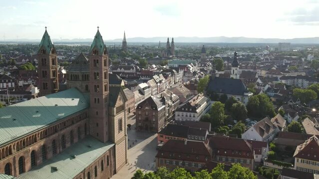 Aerial view of modern buildings in Speyer, Germany