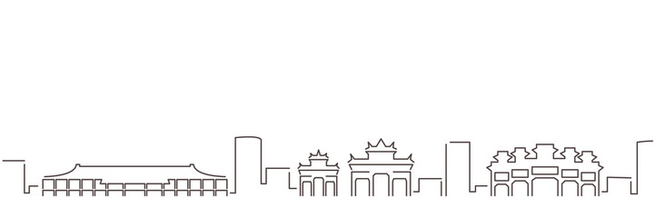 Fototapeta premium Zhuhai Dark Line Simple Minimalist Skyline With White Background