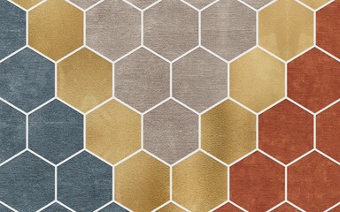 Illustration of colorful honeycomb patterns on a carpet like texture