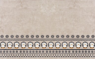 Illustration of colorful shapes and penguins isolated on a carpet-textured background