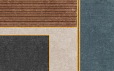 Fototapeta premium Illustration of abstract colorful shapes isolated on a carpet-textured background