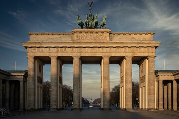 Beautiful front view of the Brandenburg Gate in Berlin