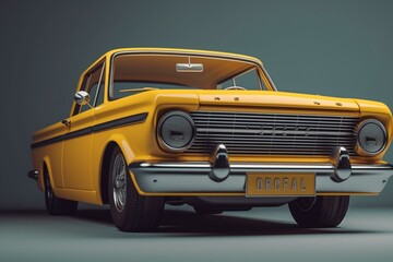 Plakat Illustration of classic yellow vehicle. Generative AI