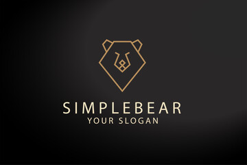 Simple bear  logo design stock vector black silhouette