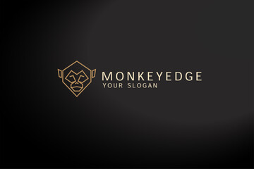 Monkey  logo design stock vector black silhouette