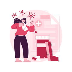 Allergic diseases abstract concept vector illustration. Atopic allergy, severe reaction, antihistamines therapy, allergic disease treatment, skin rash, dermatology clinic abstract metaphor.