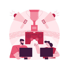 E-sport tournament abstract concept vector illustration. Esports tournament streaming, game official event, esports championship, gaming arena, e-sport fan support abstract metaphor.