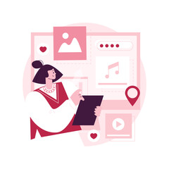 Content aggregator abstract concept vector illustration. Aggregator software, best media content in one place, selected texts for resale, aggregation tools, business model abstract metaphor.