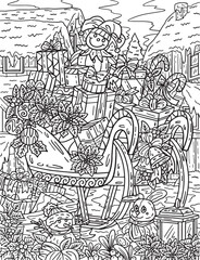 Christmas Sleigh filled with Gifts Adults Coloring