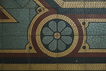 Ancient mosaic on the wall in church in Portugal, Porto