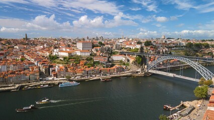 Fototapeta na wymiar Aerial shot of the old city Porto and the Douro river in Portugal.