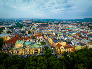 Fototapeta na wymiar Aerial view of old town of Krakow in Poland