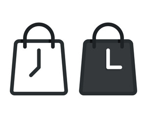 Shopping bag time icon. Illustration vector