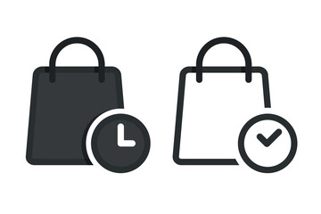 Shopping bag time icon. Illustration vector
