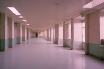 Shot of an empty hallway of school