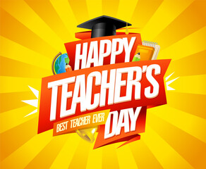 Happy Teacher's day card vector template - 612569312