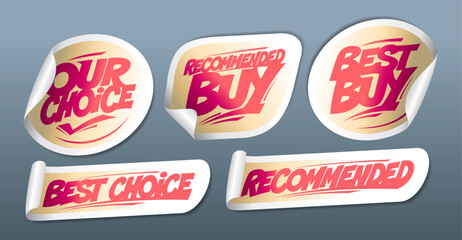 Recommended buy, best choice, best buy - stickers collection