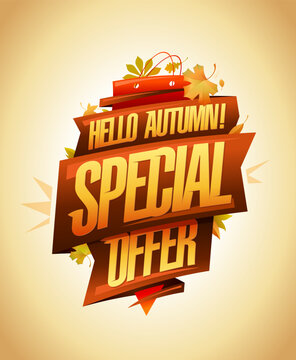 Hello autumn, special autumn offer poster mockup