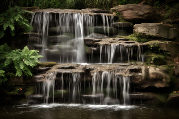 waterfall in the woods. AI generated content